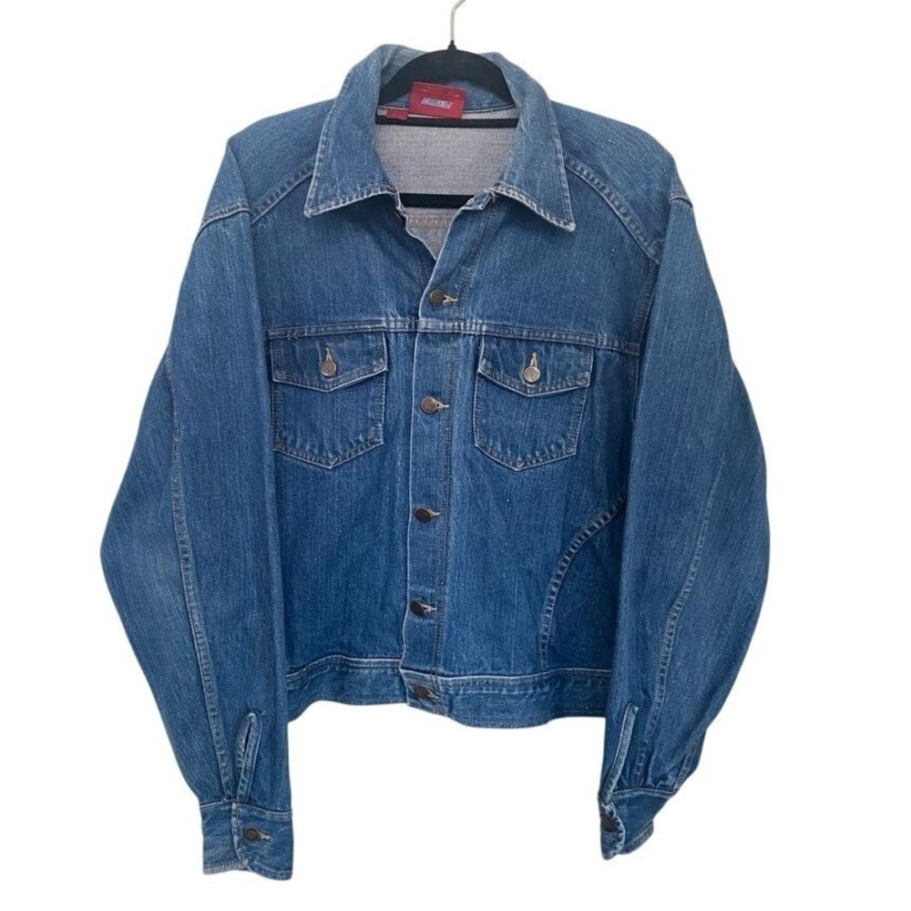 Vintage Dickies Denim Jacket Medium Wash Cotton Workwear Trucker Mens 48 XL